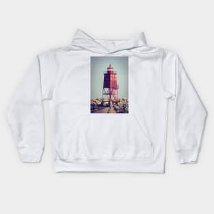 Red Metal Lighthouse Racine Wisconsin Kids Hoodie